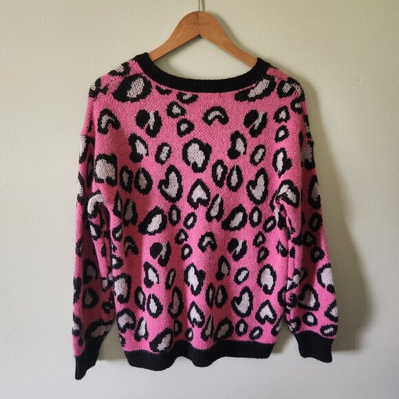 Neon leopard print crewneck sweater - Picture 2 of 4